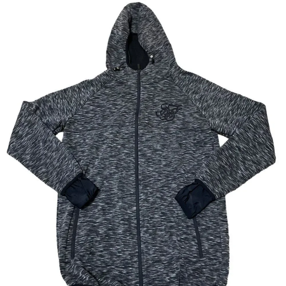 SikSilk Apex Zip Track Top Full Zip Hooded Track Jacket Men's Sz M Elastic Waist
